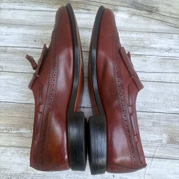 Allen Edmonds Shoes Sz 10.5 C Brown Colfax Wingtip Kiltie Tassel Loafer Leather - Picture 5 of 13